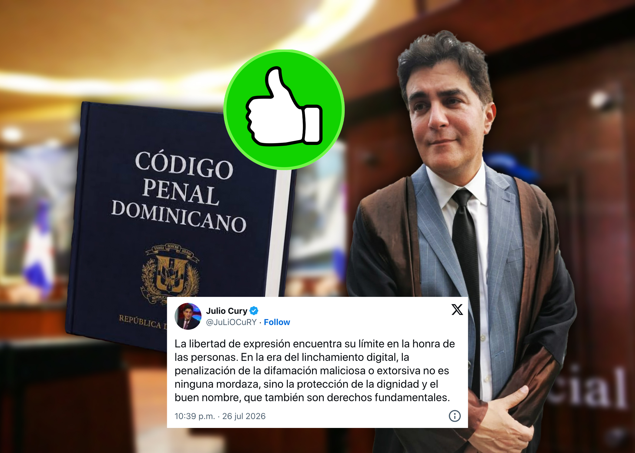 El abogado Julio Cury asegura que no hay «mordaza» en el nuevo código penal