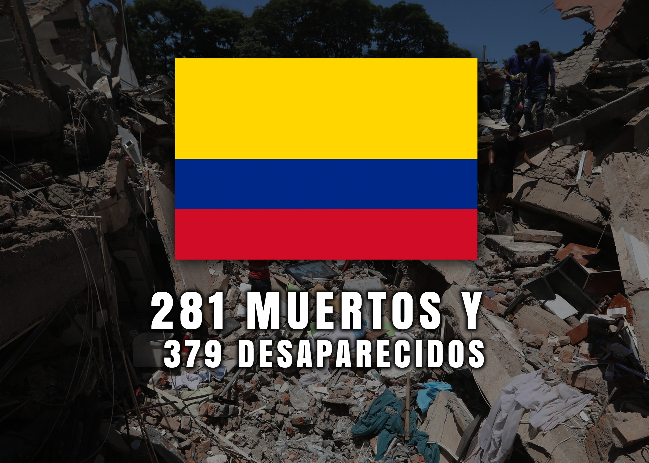 Colombia ya contabiliza 281 muertos y 379 desaparecidos por el terremoto